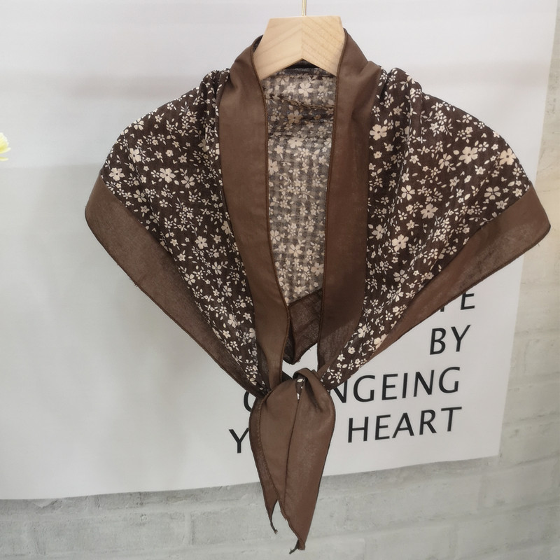 Hemming printing retro small floral triangle scarf cotton printing scarf silk scarf