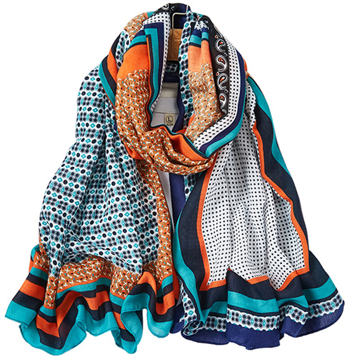 Cotton and linen scarf female wave dot printing thermal shawl spot long scarf gauze wholesale