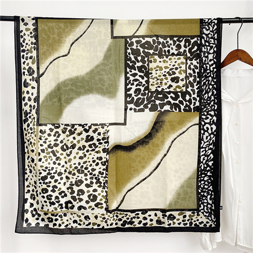 Cotton and linen Korean style leopard scarf fashion gauze long towel sunscreen beach towel shawl
