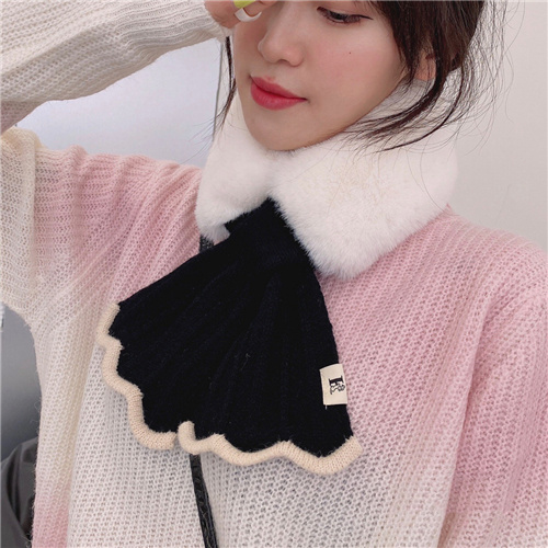 New Lai rabbit fur scarf wool collar Korean knitted cross scarf fashion wild warm scarf wholesale