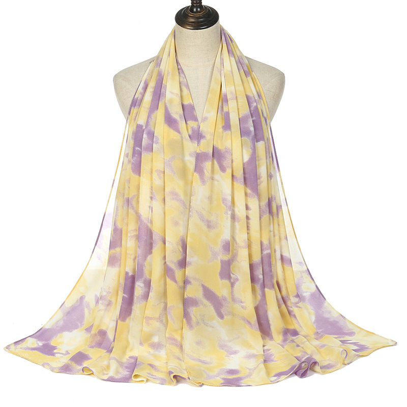 New Pearl Chiffon Tie Dye Scarf Travel Turban Silk Scarf Wholesale