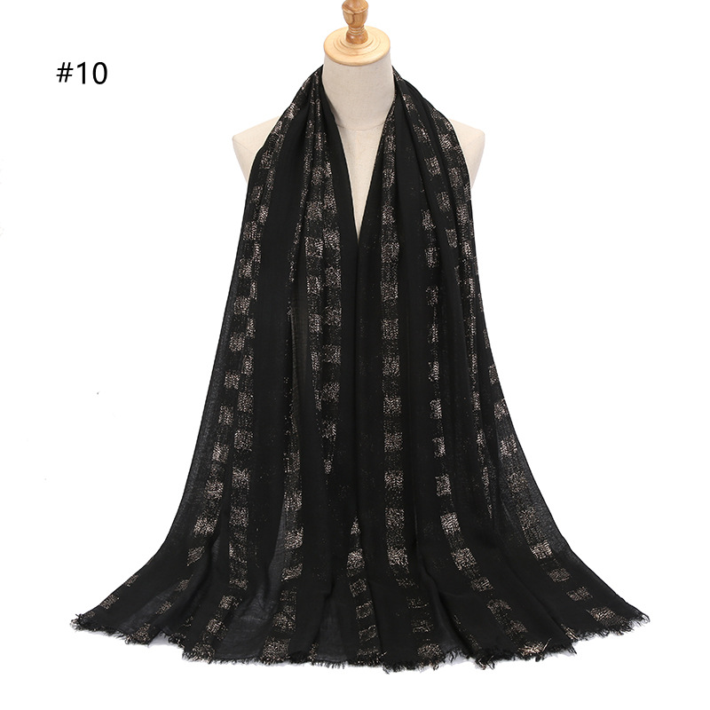 Cotton gold silk silver silk both ends short beard soft solid color ladies scarf can be Baotou wholesale