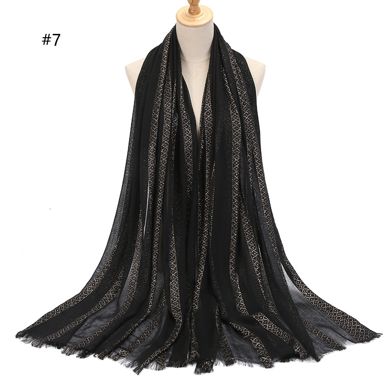 Cotton gold silk silver silk both ends short beard soft solid color ladies scarf can be Baotou wholesale