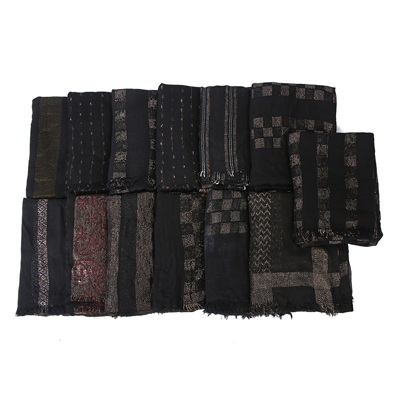 Cotton gold silk silver silk both ends short beard soft solid color ladies scarf can be Baotou wholesale