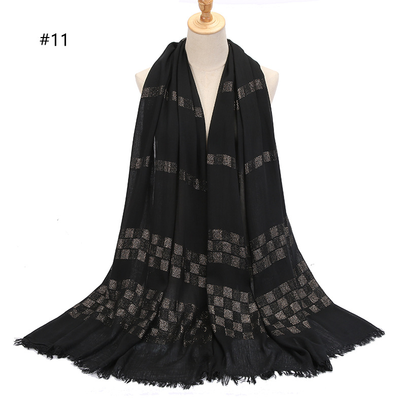 Cotton gold silk silver silk both ends short beard soft solid color ladies scarf can be Baotou wholesale