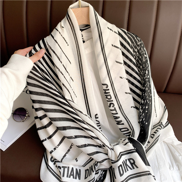 Korean style cotton and linen scarf geometric color matching gauze scarf women fashion simple shawl wholesale