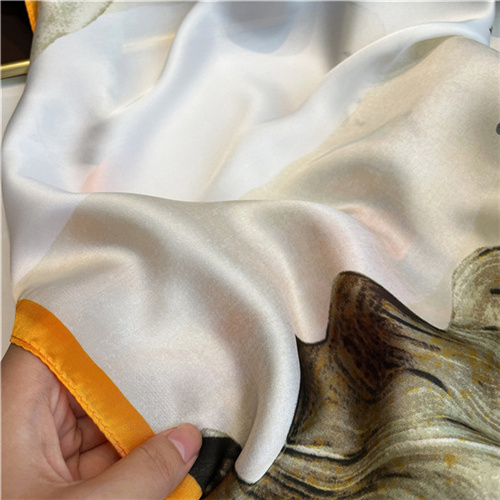 Oil painting style double sided long silk scarf printing seaside scarf wholesale