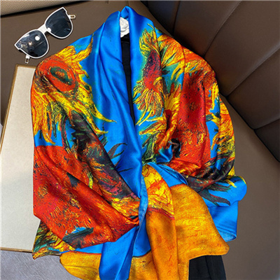 Korean version of floral silk scarf women lengthened printing scarf sunscreen shawl wholesale