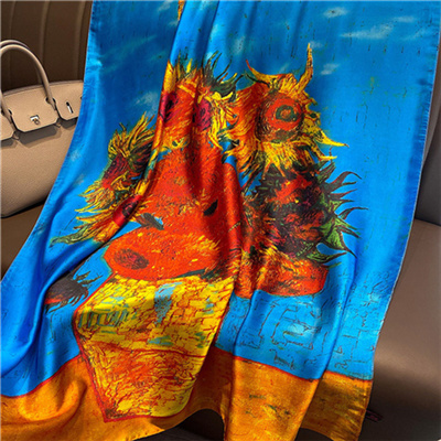 Korean version of floral silk scarf women lengthened printing scarf sunscreen shawl wholesale