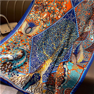 Korean style wild fashion geometric flower printing new silk satin scarf wholesale