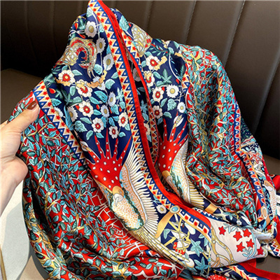 Korean style wild fashion geometric flower printing new silk satin scarf wholesale