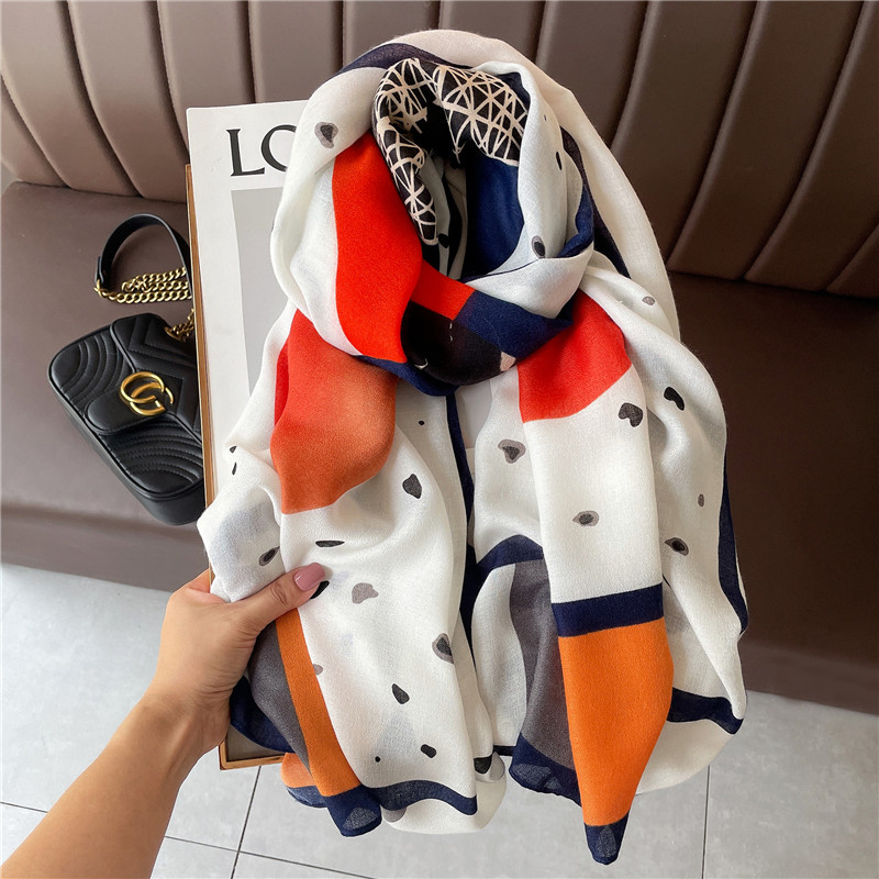 Shawl with fashionable scarf women cotton and linen dual use thin silk scarf long wholesale