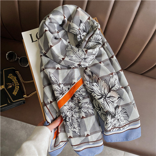Shawl with fashionable scarf women cotton and linen dual use thin silk scarf long wholesale