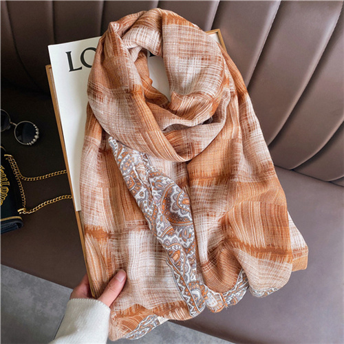 Shawl with fashionable scarf women cotton and linen dual use thin silk scarf long wholesale