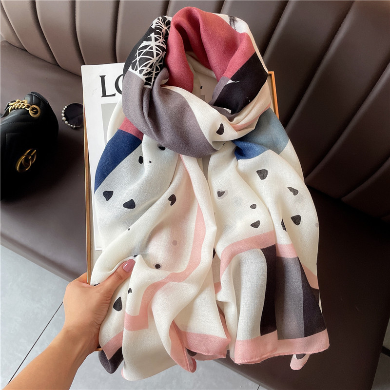 Shawl with fashionable scarf women cotton and linen dual use thin silk scarf long wholesale
