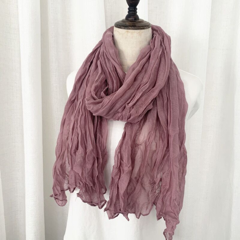 Balinese monochromatic solid color scarf twist wrinkle scarf turban candy color small scarf wholesale