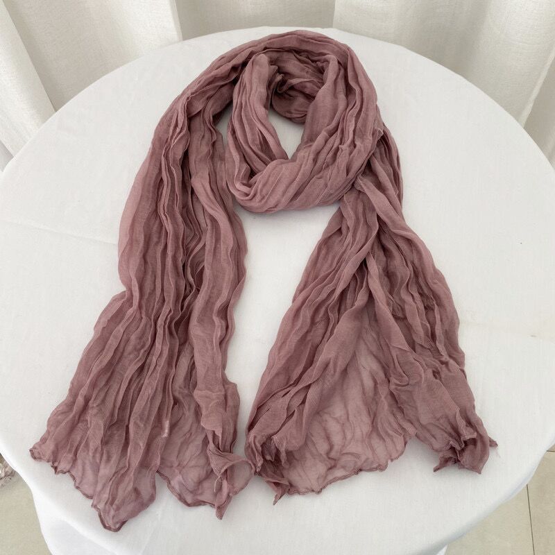 Balinese monochromatic solid color scarf twist wrinkle scarf turban candy color small scarf wholesale