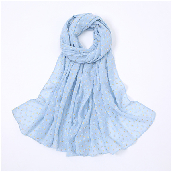 Pearl Chiffon Hot Stamping Ball Ball Lady Scarf Fashion Baotou Shawl Factory Wholesale