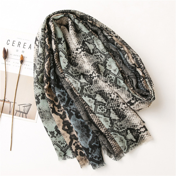 Women color neon leopard print cotton linen long warm shawl