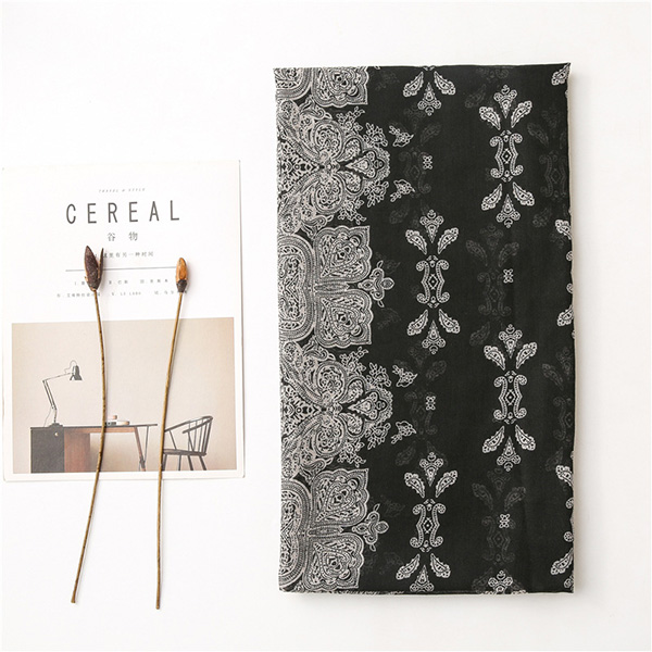 Wholesale Cotton Scarves Black Grey Lace Cotton Linen Women scarf China