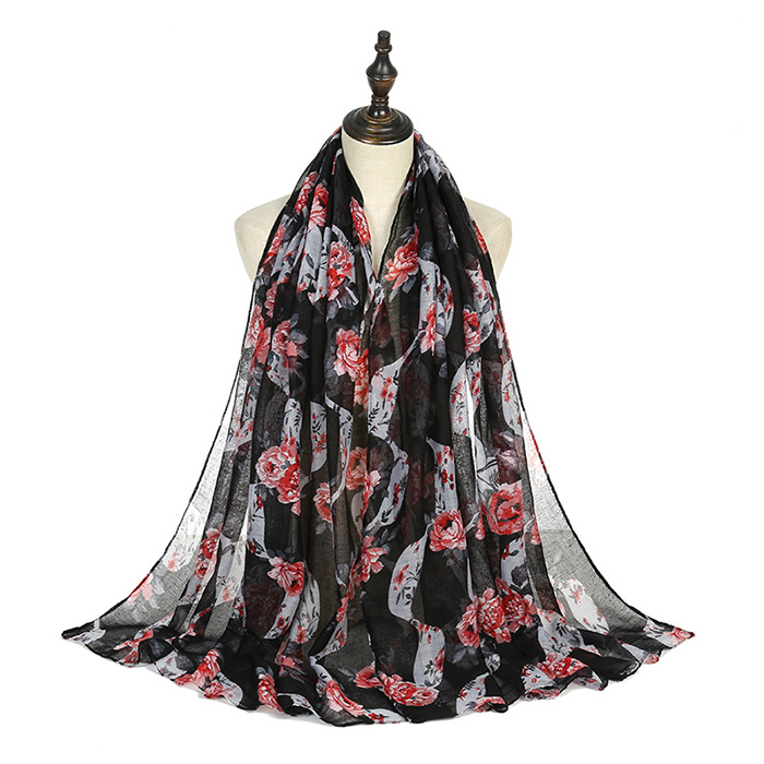 wholesale scarf floral veil print scarf new cotton linen warm ladies shawl