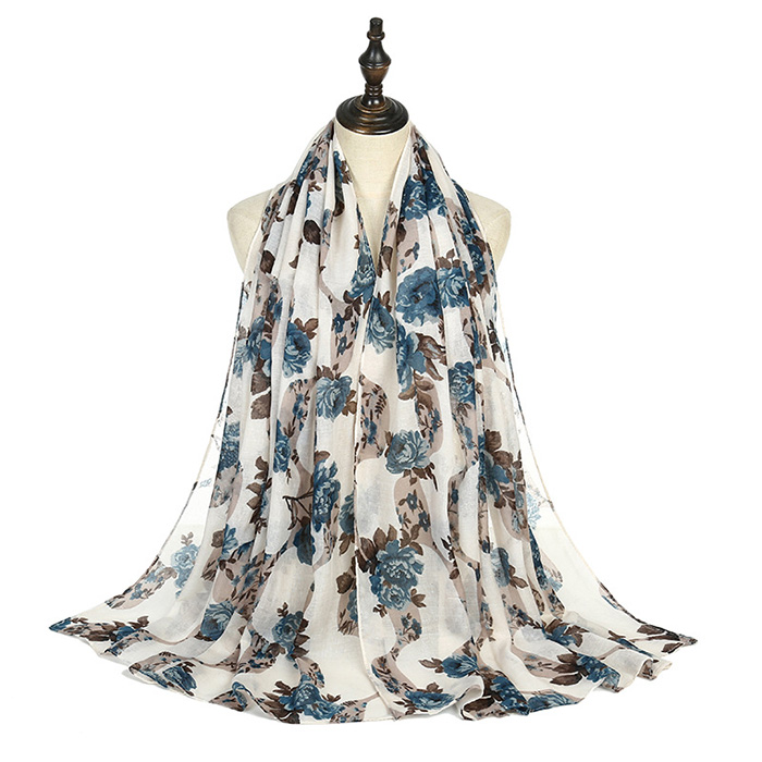 wholesale scarf floral veil print scarf new cotton linen warm ladies shawl