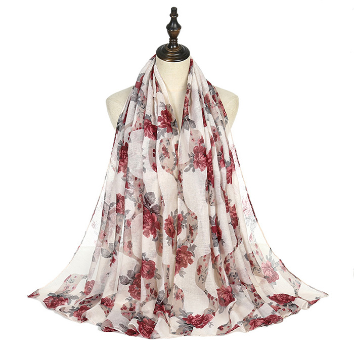 wholesale scarf floral veil print scarf new cotton linen warm ladies shawl
