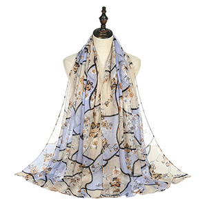 wholesale scarf geometric stitching floral cotton linen warm scarf