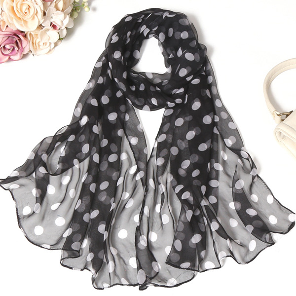 Hangzhou Womens Silk Scarf Polka Dot