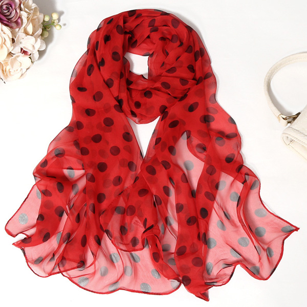 Hangzhou Womens Silk Scarf Polka Dot