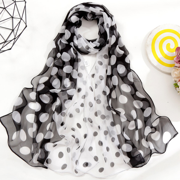 China gradient polka dot silk scarf for women