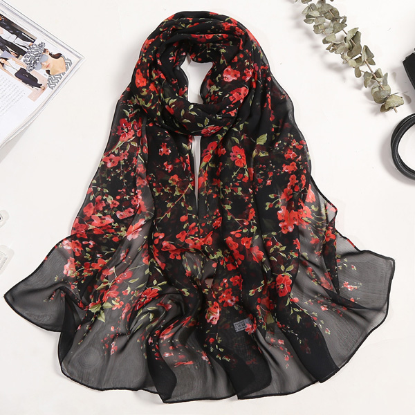 Chiffon scarf plum blossom sunscreen silk scarf
