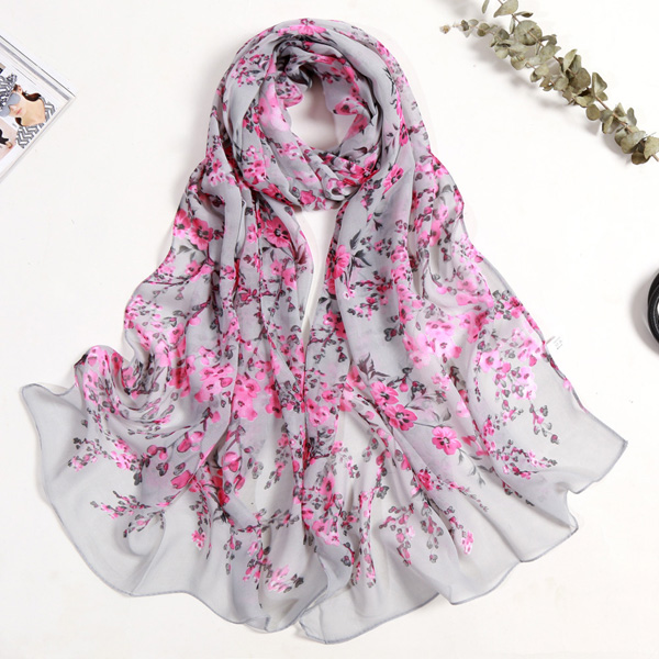 Chiffon scarf plum blossom sunscreen silk scarf