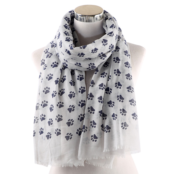 Dog Footprint Print Pattern Cotton Womens Scarf