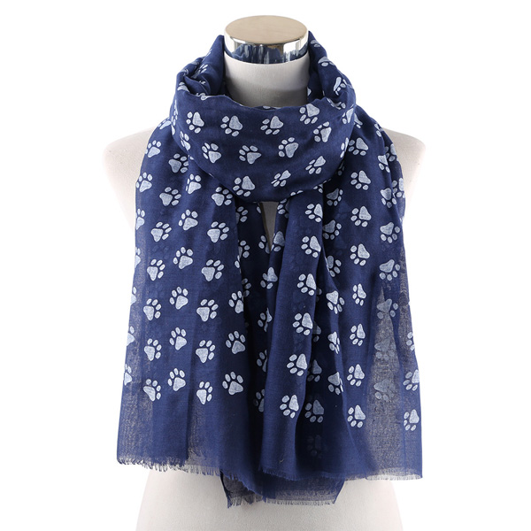 Dog Footprint Print Pattern Cotton Womens Scarf