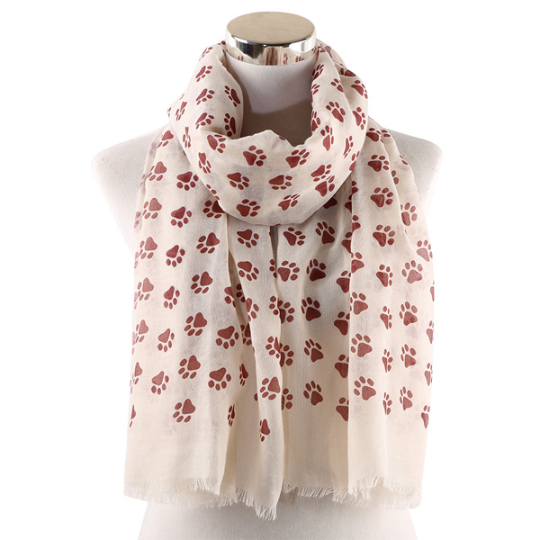 Dog Footprint Print Pattern Cotton Womens Scarf
