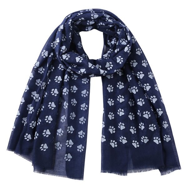 Dog Footprint Print Pattern Cotton Womens Scarf