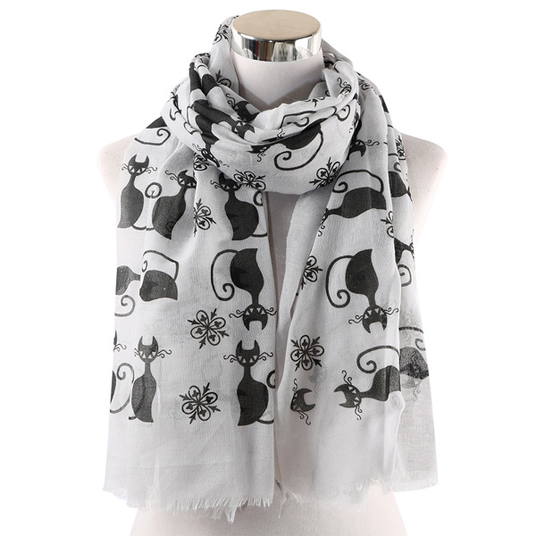 Cat print scarf woamn cotton shawl wholesale