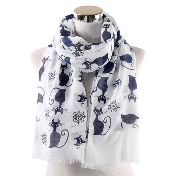 Cat print scarf woamn cotton shawl wholesale
