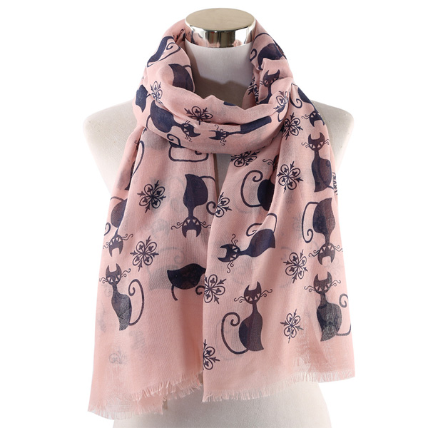 Cat print scarf woamn cotton shawl wholesale