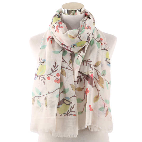 Branch bird scarf women Cotton shawl wholesale