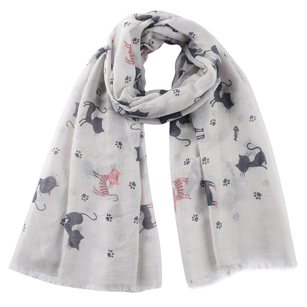 Cat footprints printed scarf coton casual collar wholesale