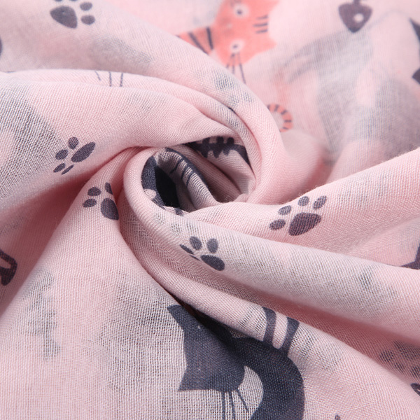 Cat footprints printed scarf coton casual collar wholesale