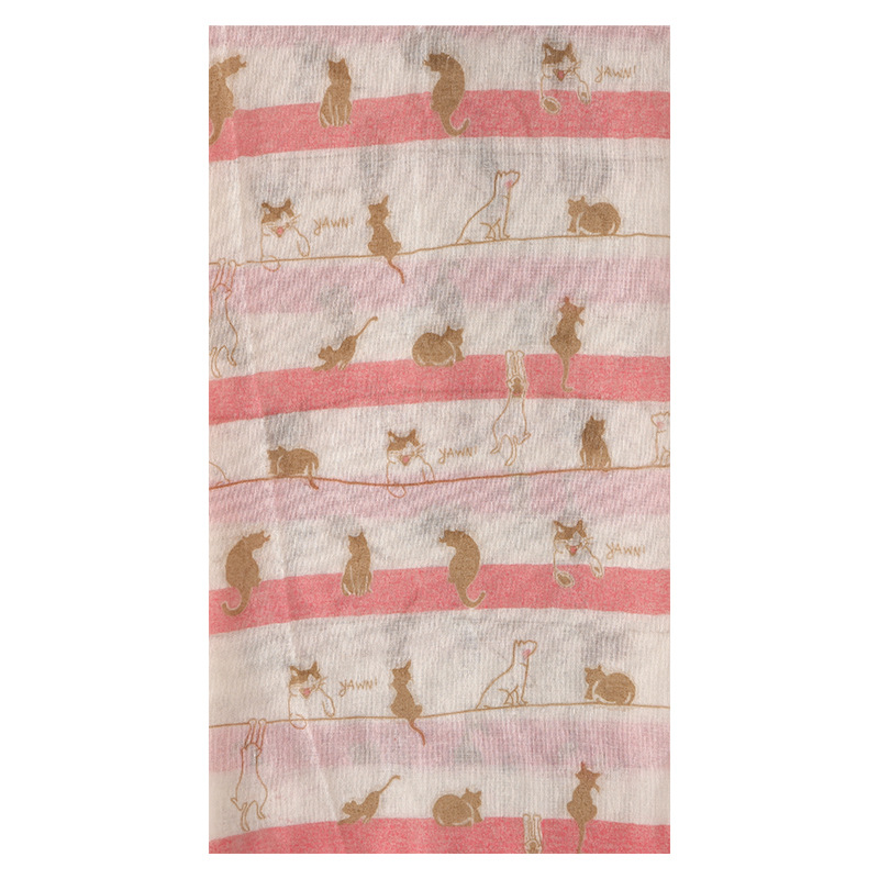Striped cat animal cotton scarf large size travel sunscreen shawl