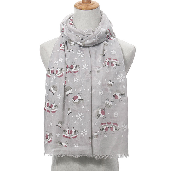 Christmas bird snowflake print scarf for woman