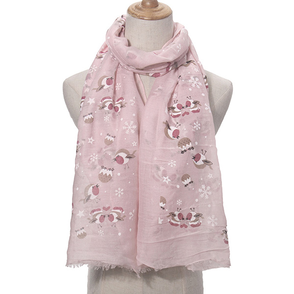 Christmas bird snowflake print scarf for woman