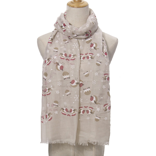 Christmas bird snowflake print scarf for woman