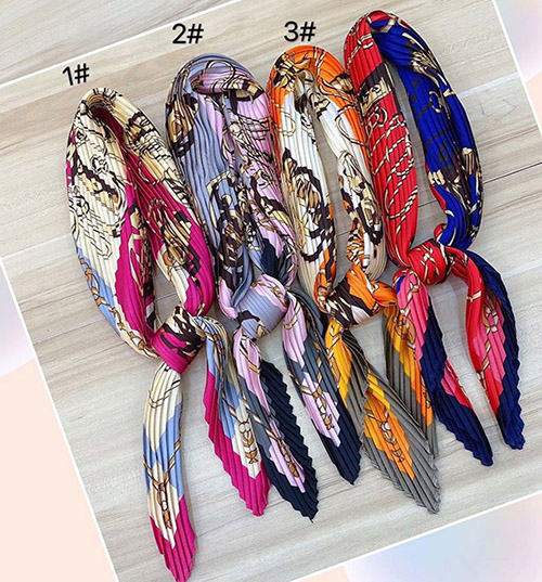 70cm Pleated tie silk scarf Canada