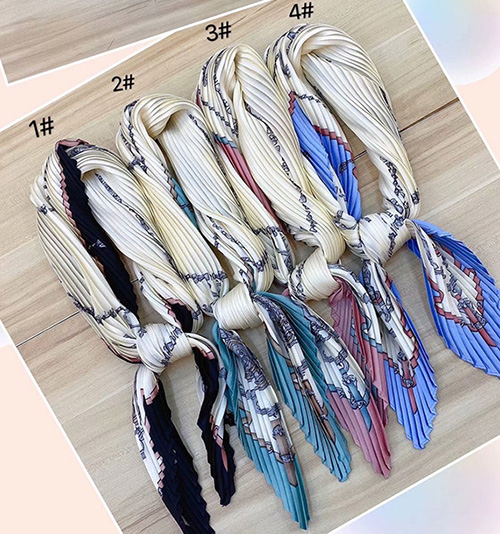 70cm Pleated tie silk scarf Canada