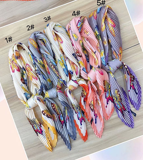 70cm Pleated tie silk scarf Canada